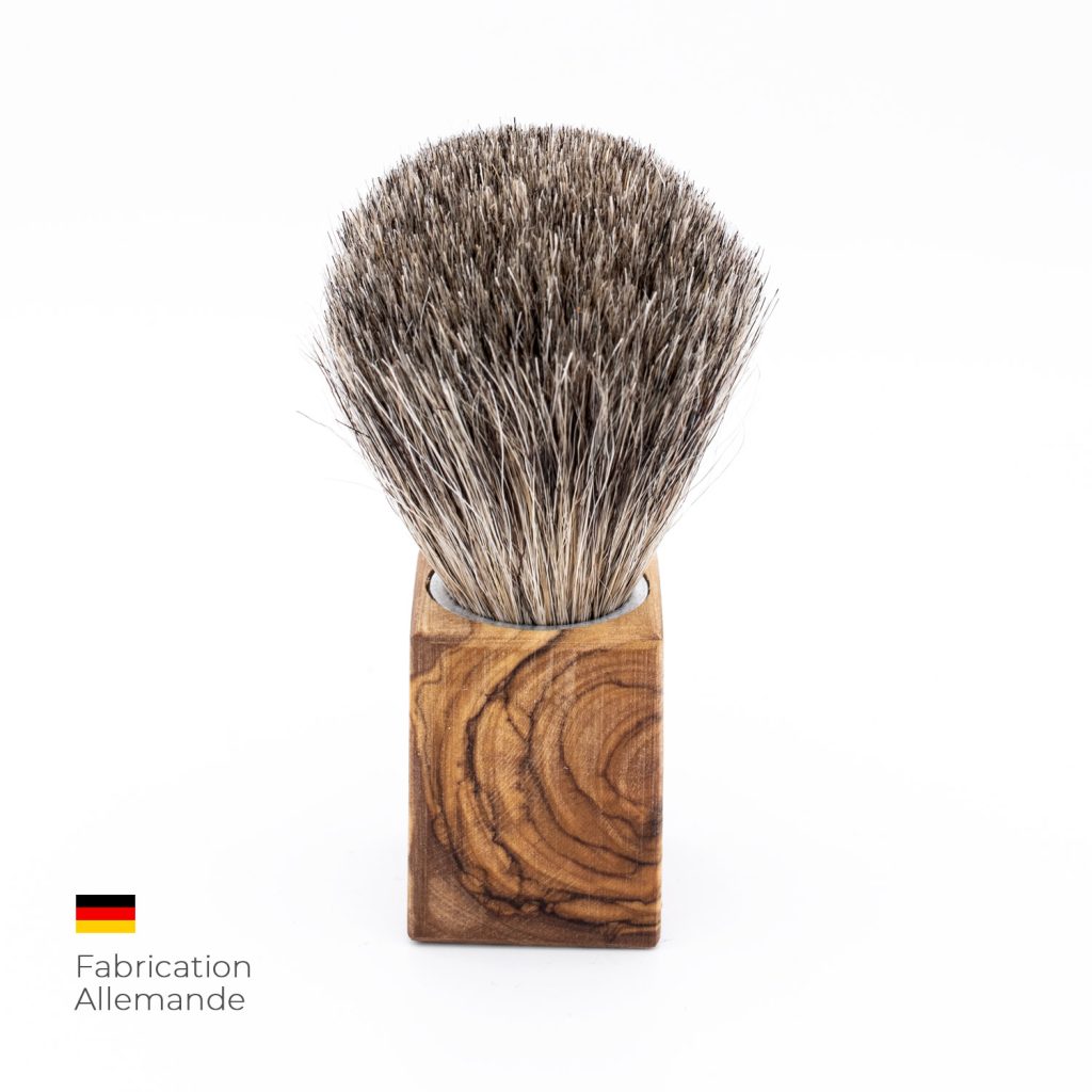 Blaireau de rasage en bois d'olivier