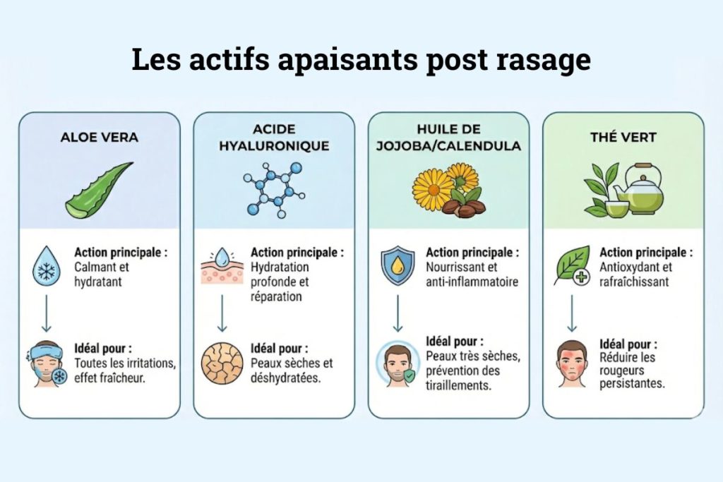 Démangeaisons après le rasage : la solution pour calmer le feu du rasage 6 actifs apaisants post rasage