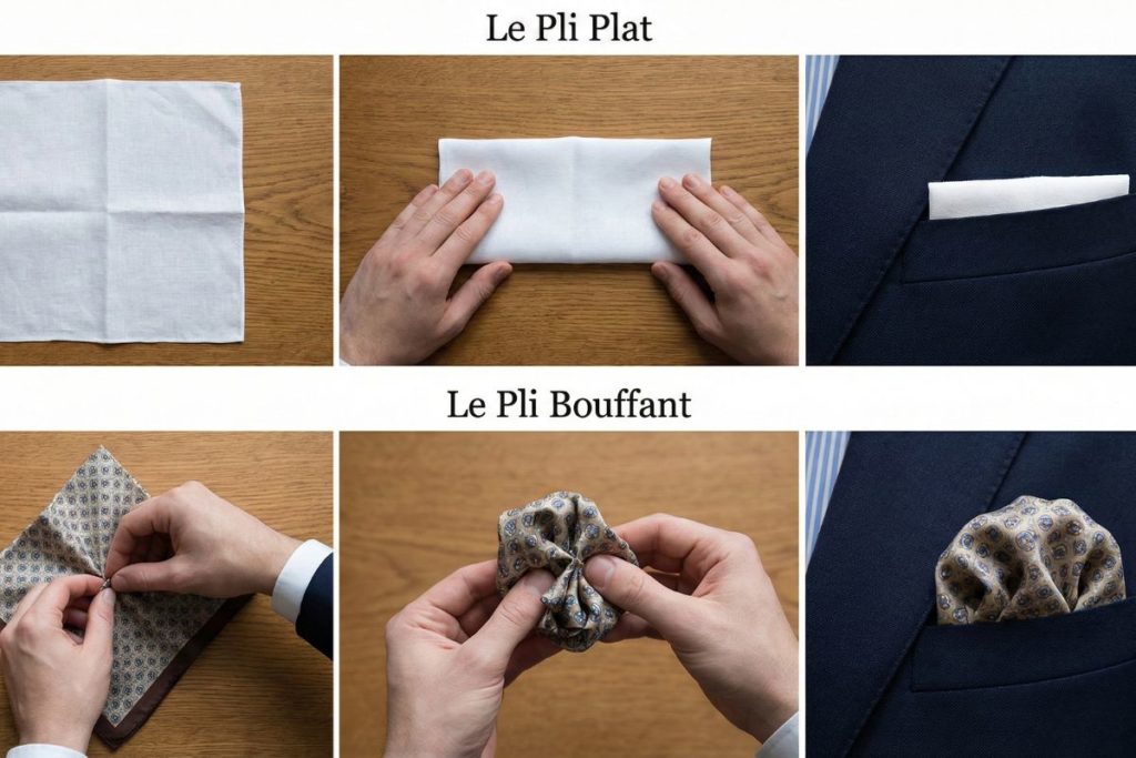 Pli plat et pli bouffant