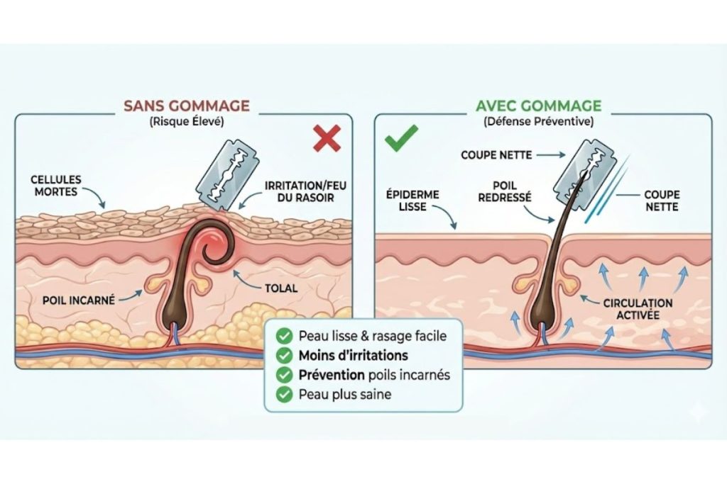Le gommage : avant ou après rasage ? 3 gommage avant apres rasage 2