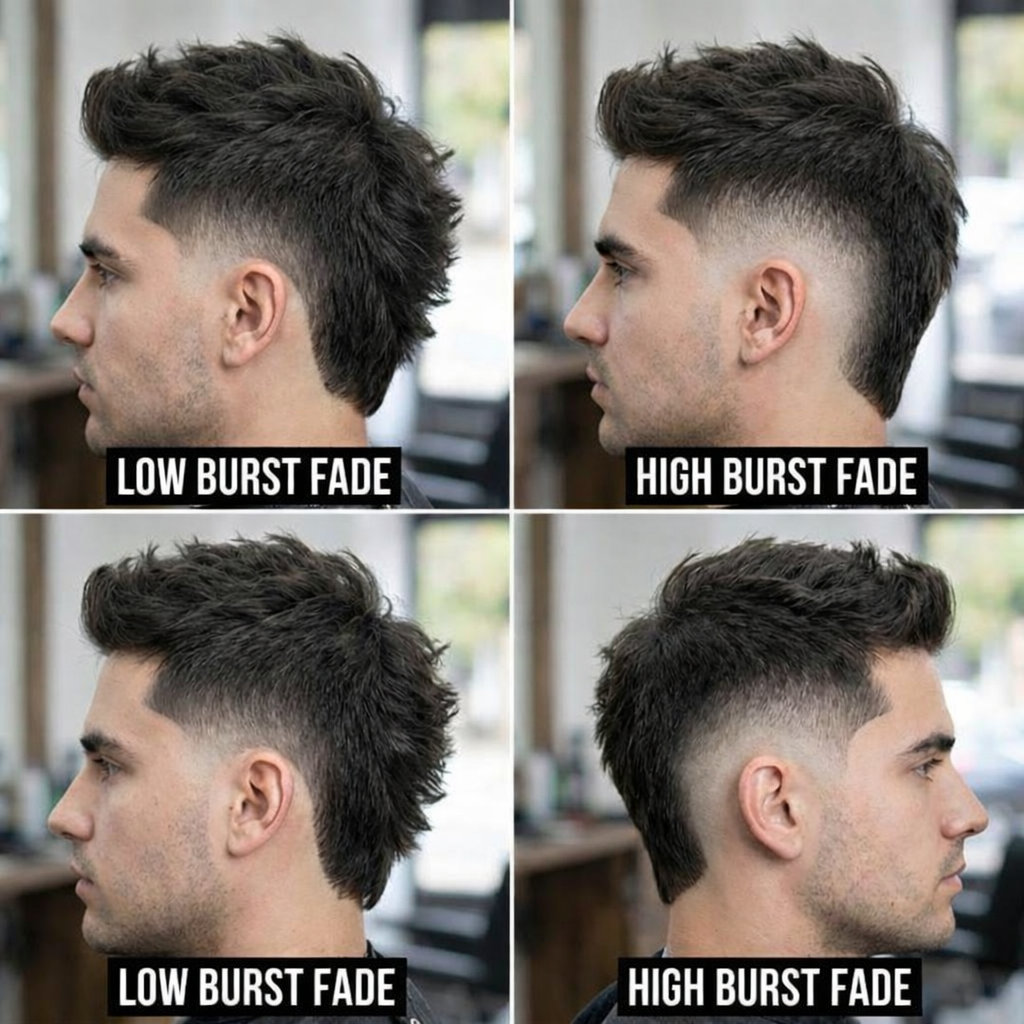 Le dégradé burst fade : la coupe circulaire qui cartonne 2 low burst fade vs high burst fade