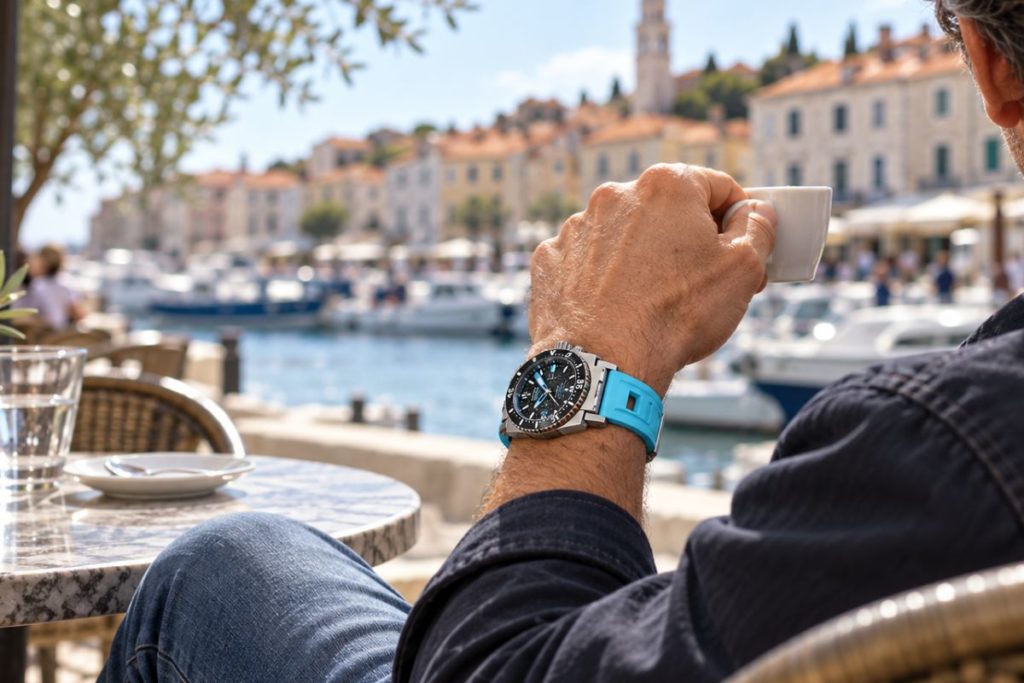 Montre pour homme : 5 bonnes raisons de passer au bracelet en caoutchouc 2 montre avec bracelet en caoutchouc bleu