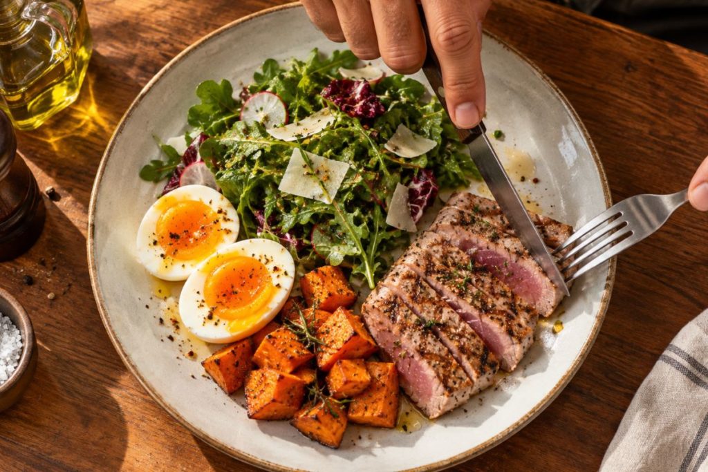 Blog beauté homme 5 Assiette gourmande au thon grillé