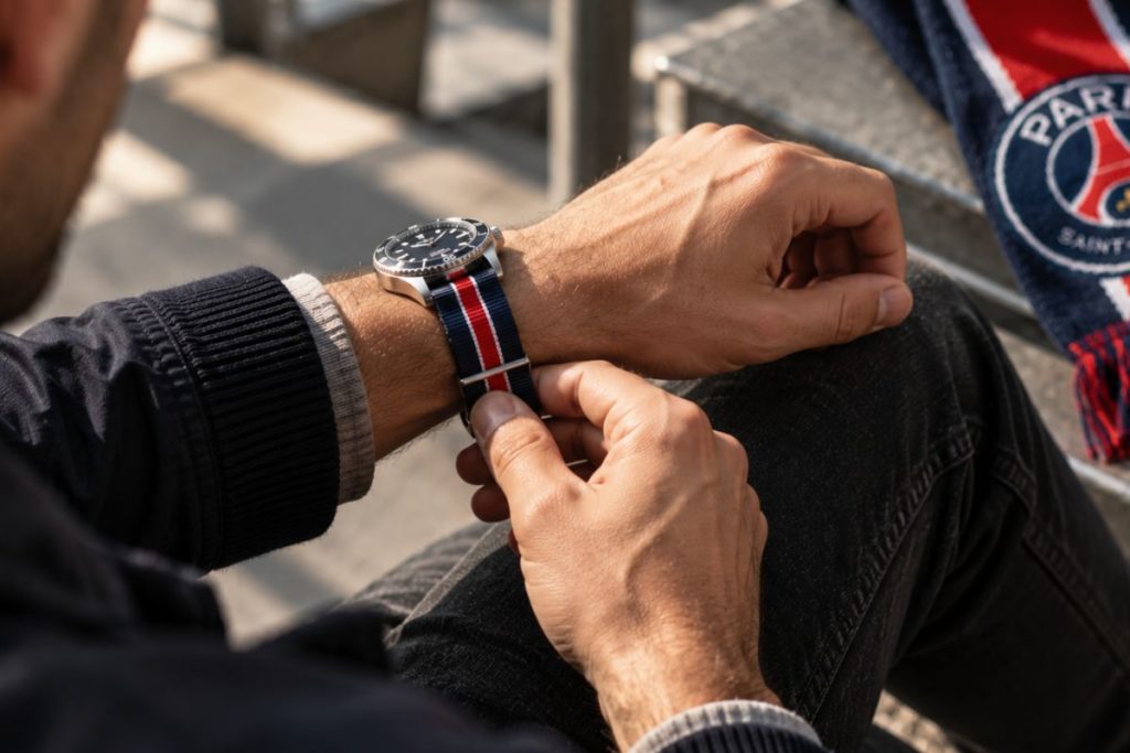 5 façons de porter ses couleurs les soirs de pronostics 3 Bracelet de montre à l'image du club de football